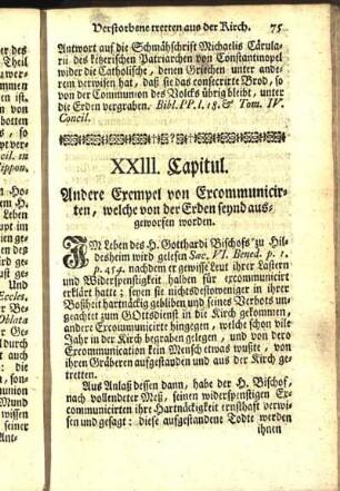 XXIII. Capitul. Andere Exempel von Excommunicirten, welche von der Erden seynd ausgeworfen worden.