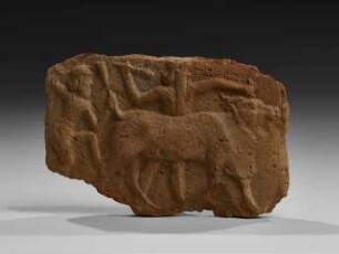 Terrakotta-Relief: Gilgamesch und Enkidu im Kampf mit einem Stier