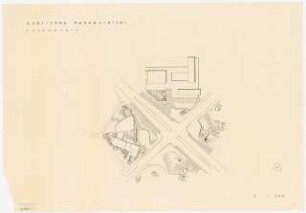 Hansaviertel Grünflächen Hansaplatz. Interbau Berlin 1957: Lageplan Grünflächen und Außenanlagen, Plattenverlegung um den Hansaplatz 1:500