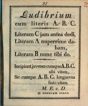 Ludibrium cum literis A. B. C.