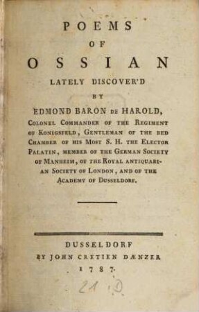 Poems Of Ossian