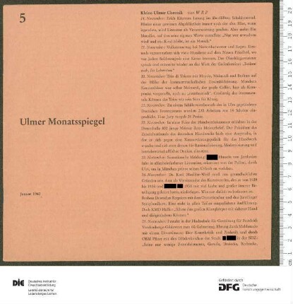 Programm 5. Monatsabschnitt 1959/1960