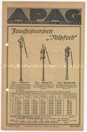 Jauchepumpen "Nilpferd" / Wagen-Nilpferdpumpe Mod. P