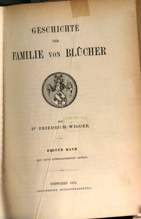 Geschichte der Familie von Blücher. 1