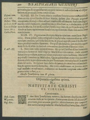 Disputatio vigesima quinta, De Nativitate Christi Ex Virgine.