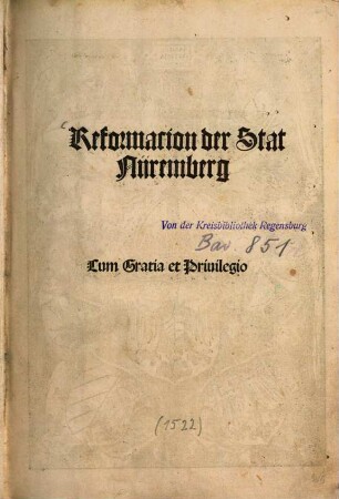 Reformacion der Stat Nüremberg