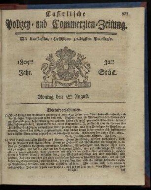 32tes Stueck, Montag den 5ten August 1805