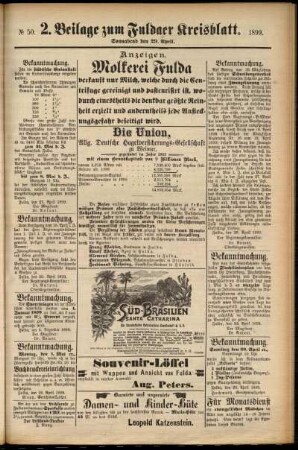 Dritte Ausgabe vom Samstag, den 29. April 1899.