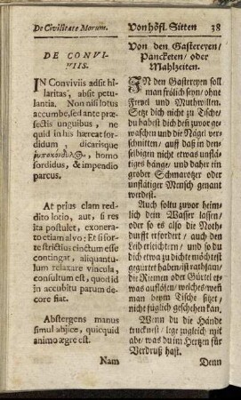 De conviviis. = Von den Gastereyen, Pancketen, oder Mahlzeiten.