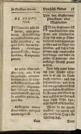 De conviviis. = Von den Gastereyen, Pancketen, oder Mahlzeiten.