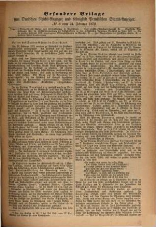 Deutscher Reichs-Anzeiger und Königlich Preußischer Staats-Anzeiger. Besondere Beilage zum Deutschen Reichs-Anzeiger und Königlich-Preußischen Staats-Anzeiger. 1872
