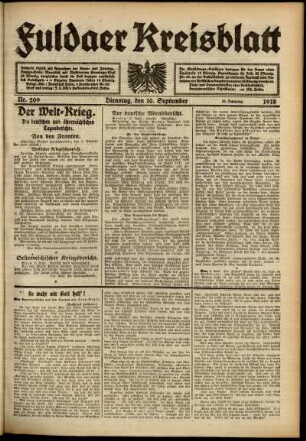 Ausgabe vom Dienstag, den 10. September 1918.