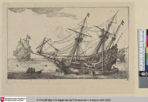 [Ein Handelsschiff, auf die Seite gelegt um die Hülle abzudichten; A Merchant Man Careened for Caulking the Hull]