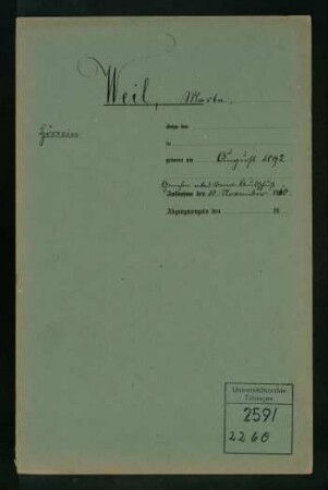 Weil, Marta * Aug. 1892