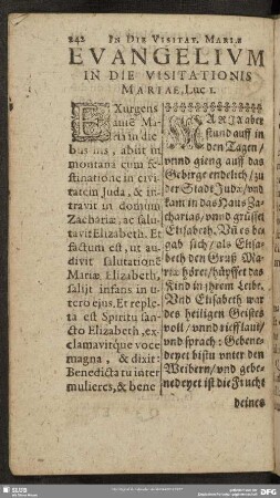 Evangelium In Die Visitationis Mariae, Luc. 1