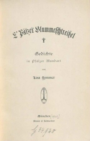 E' Pälzer Blummeschtreißel : Gedichte in Pfälzer Mundart