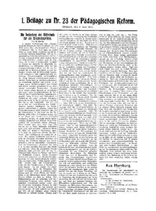 Die Bedeutung der Hilfsschule für die Strafrechtspflege : 1. Beilage zu Nr. 23 der Pädagogischen Reform
