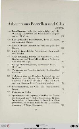 Arbeiten aus Porzellan und Glas (Nr. 218-243)