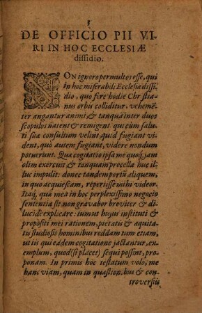De officio pii ac publicae tranquillitatis vere amantis viri in hoc religionis dissidio