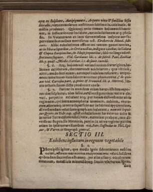 Sectio III. Exhibens influxum in regnum vegetabile