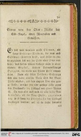 Etwas von der Ober-Fläche der Erd-Kugel, ihren Mineralien und Gewässern