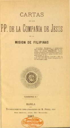 Cuaderno 6: Cartas de los padres de la Compañía de Jesús de la Misión de Filipinas