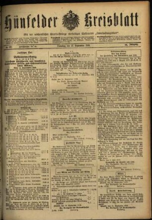 Ausgabe vom Dienstag, den 17. September 1918.