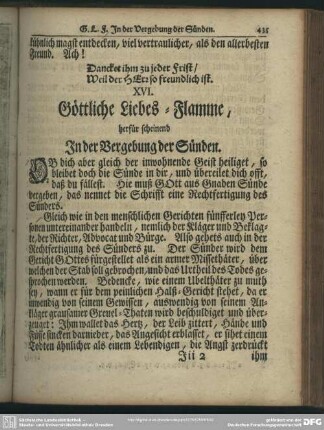 XVI. Göttliche Liebes-Flamme, herfür scheinend In der Vergebung der Sünden