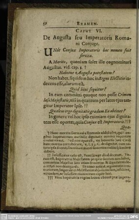 Caput VI. De Augusta seu Imperatoris Romani Coniuge