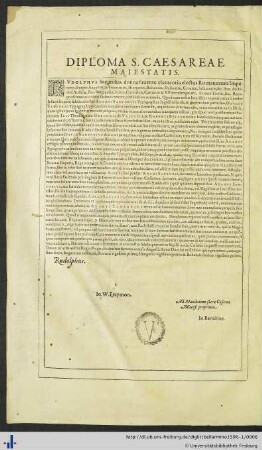 Diploma S. Caesareae Maiestatis.