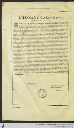 Diploma S. Caesareae Maiestatis.
