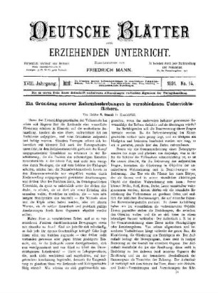 Ein Grundzug neuerer Reformbestrebungen in verschiedenen Unterrichtsfächern