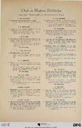 Oude en moderne schilderijen (Nr. 1-43)