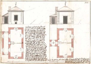 Pedetti, Peter Moritz (Maurizio); Pfünz bei Eichstätt; Schloss (Codex Aureatinus) - Gartenhäuschen (Grundrisse, Ansichten)