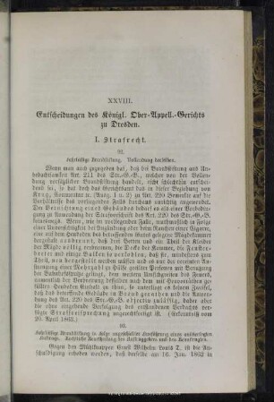 XXVIII. Entscheidungen des Königl. Ober-Appell.-Gerichts zu Dresden