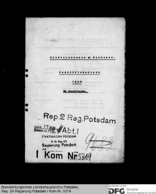 Geschäftsbericht der Stadtsparkasse Rathenow für das 88. Geschäftsjahr 1938