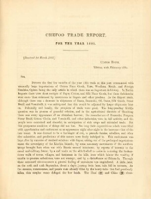 Chefoo trade report