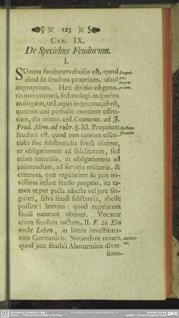 Cap. IX. De Speciebus Feudorum