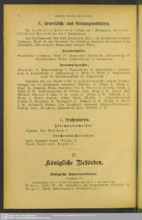 II. Behördenverzeichnis : II. Königliche Behörden