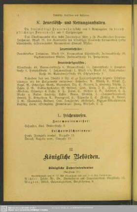 II. Behördenverzeichnis : II. Königliche Behörden