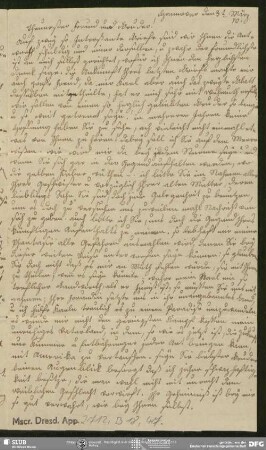 Eigenh. Brief von Julie Schlegel an August Wilhelm von Schlegel, Hannover, 03.03.1810
