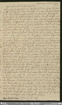 Eigenh. Brief von Julie Schlegel an August Wilhelm von Schlegel, Hannover, 03.03.1810