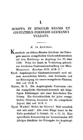 I. Scripta In Singulis Regnis Et Civitatibus Foederis Germanici Vulgata.