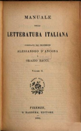Manuale della letteratura italiana. II