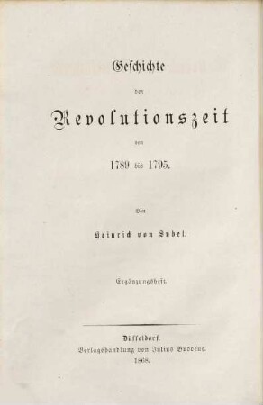 Oestreich und Deutschland im Revolutionskrieg : Ergänzungsheft zur Geschichte der Revolutionszeit 1789 bis 1795