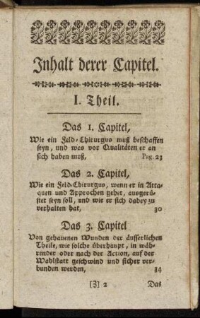 Inhalt derer Capitel.