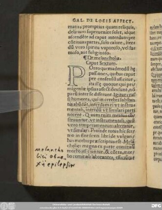 De melancholia. Caput Sextum.