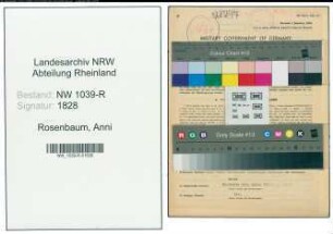 Entnazifizierung Anni Rosenbaum , geb. 10.12.1920 (Stenotypistin)