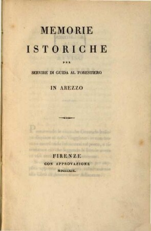 Memorie istoriche per servire di guida al forestiero in Arezzo