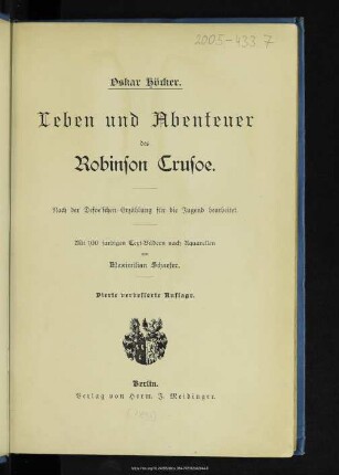 Leben und Abenteuer des Robinson Crusoe